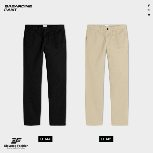 Premium  Gabardine Pant- Combo of 2 - (Black & Beige) - EF-144/145