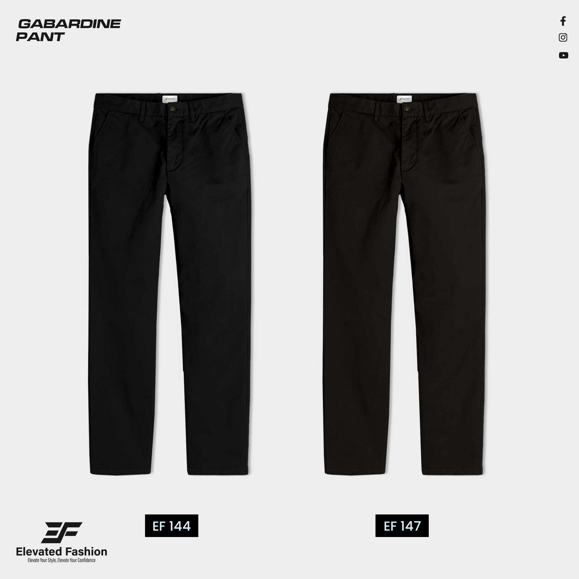 Premium  Gabardine Pant- Combo of 2 - (Black & Coffee) - EF-144/147