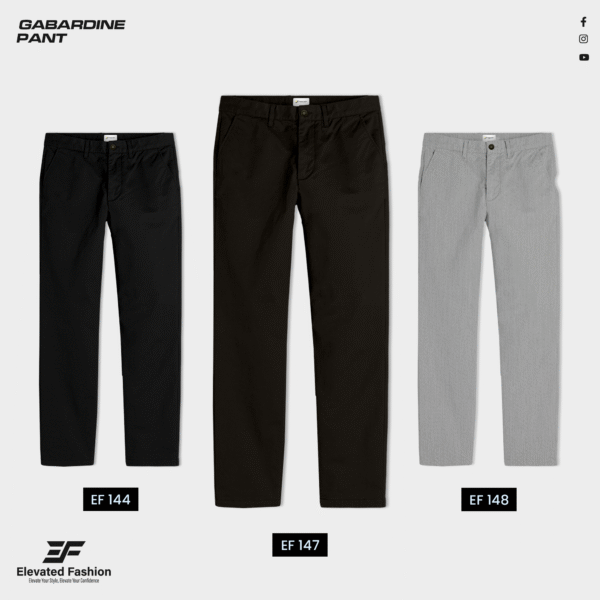 Premium  Gabardine Pant- Combo of 3 - (Black, Coffee & Deep Ash) - EF-144/147/148