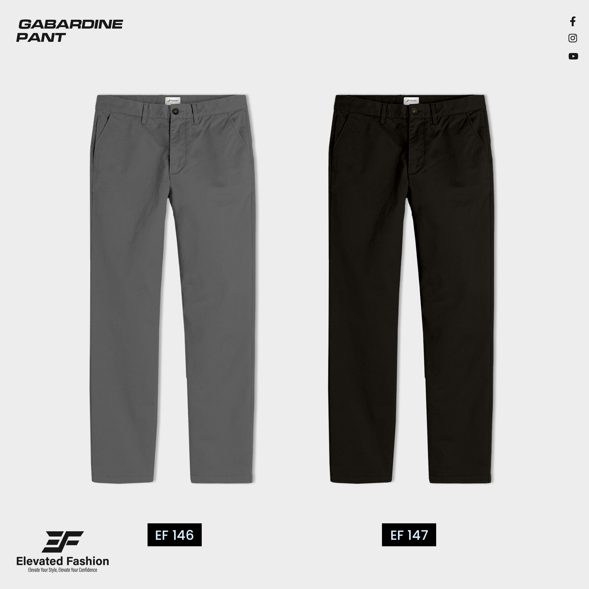 Premium  Gabardine Pant- Combo of 2 - (Gray & Coffee) - EF-146/147