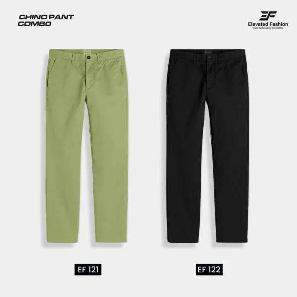 Elevated Fashion Gabardine Pant- Combo of 2 - (Light Olive & Black) - EF121/122