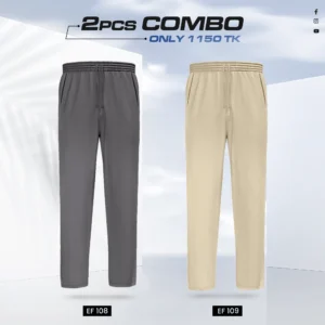 Premium Cotton Trouser- Combo of 2- (Dark Gray & Cream ) - EF108/109