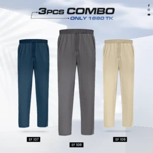 Premium Cotton Trouser- Combo of 3- (Navy Blue, Dark Gray & Cream) - EF107/108/109