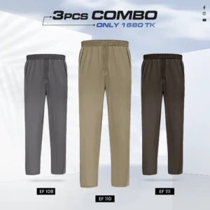 Premium Cotton Trouser- Combo of 3- (Dark Gray, Dark Beige & Coffee) - EF-108/110/111