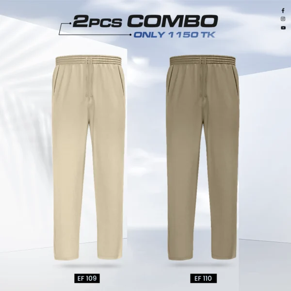 Premium Cotton Trouser- Combo of 2- (Cream & Dark Beige) - EF109/110