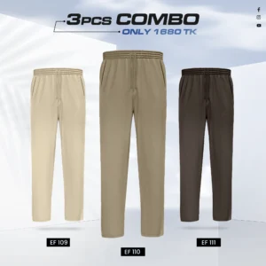 Premium Cotton Trouser- Combo of 3- (Cream, Dark Beige & Coffee) - EF-109/110/111