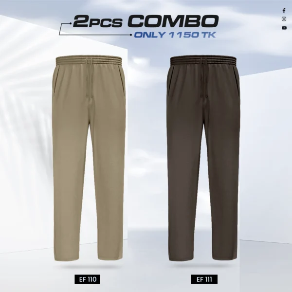 Premium Cotton Trouser- Combo of 2- (Dark Beige & Coffee) - EF110/111