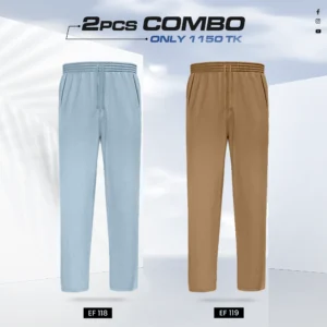Premium Cotton Trouser- Combo of 2 - (Sky Blue & Brown) - EF118/119