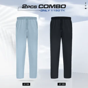 Premium Cotton Trouser- Combo of 2 - (Sky Blue & Black) - EF118/120