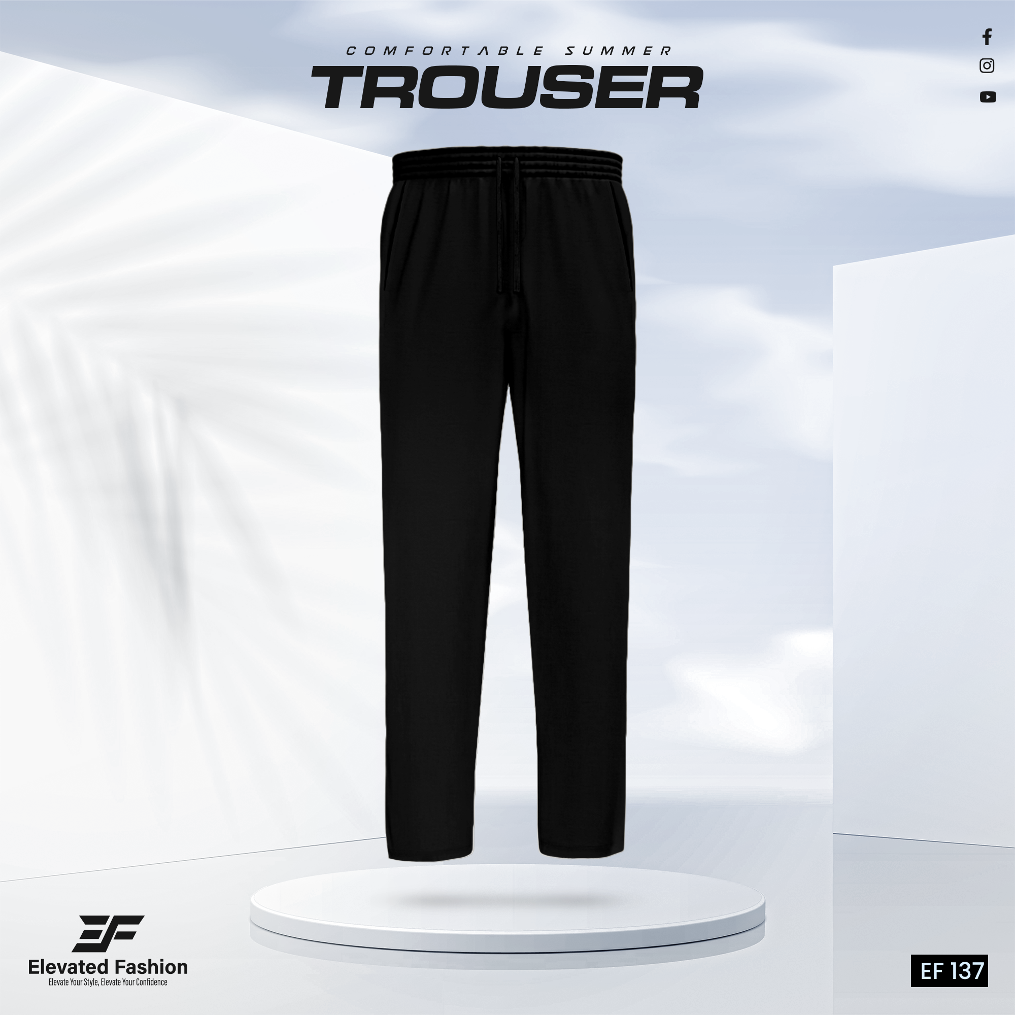 Premium Cotton Trouser- (Black) - EF137