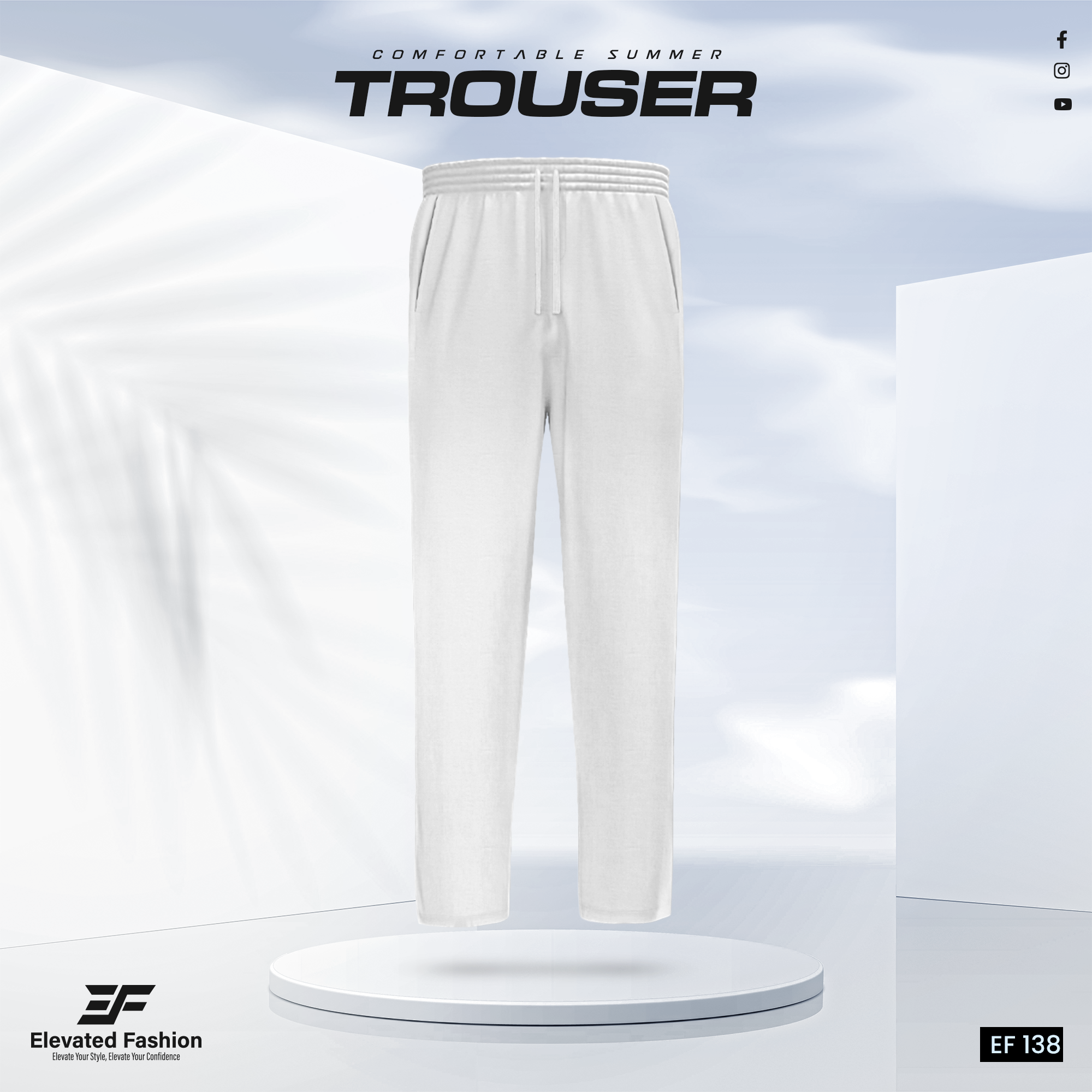 Premium Cotton Trouser- (White) - EF138