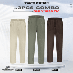 Premium Cotton Trouser- Combo of 3 - (Beige, Coffee & Olive Green) - EF161/164/167