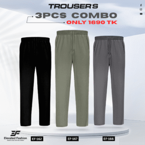Premium Cotton Trouser- Combo of 3 - (Black, Olive Green & Dark Gray) - EF162/166/167