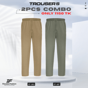 Double Cotton Trouser Combo - (Dark Beige & Olive Green) - EF163/167