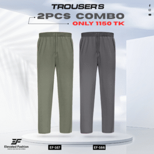 Premium Cotton Trouser- Combo of 2 - (Olive Green & Dark Gray) - EF166/167