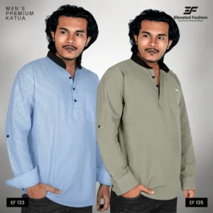 Premium Quality Katua - Combo of 2 - (White Stripe & Deep Olive) - EF-133/135