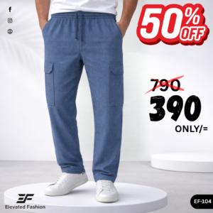 Premium Cotton Trouser- (Denim Blue) - EF104