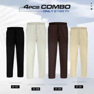Quad Cotton Trouser Combo- (Black, Off White, Coffee & Cream) - EF-127/128/130/131