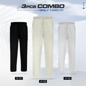 Triple Cotton Trouser Combo- (Black, Off White & Ash) - EF-127/128/132