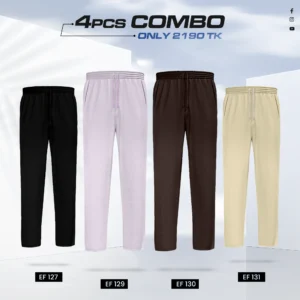 Quad Cotton Trouser Combo- (Black, Light Purple, Coffee & Cream) - EF-127/129/130/131