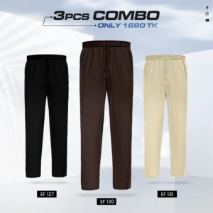 Triple Cotton Trouser Combo- (Black, Coffee & Cream) - EF-127/130/131