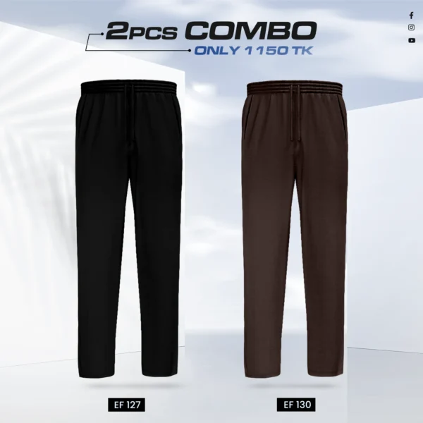 Double Cotton Trouser Combo- (Black & Coffee) - EF-127/130