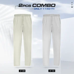 Double Cotton Trouser Combo- (Off White & Ash) - EF-128/132