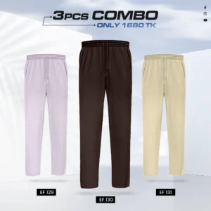 Triple Cotton Trouser Combo- (Light Purple, Coffee & Cream) - EF-129/130/131