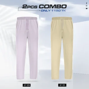 Double Cotton Trouser Combo- (Light Purple & Cream) - EF-129/131