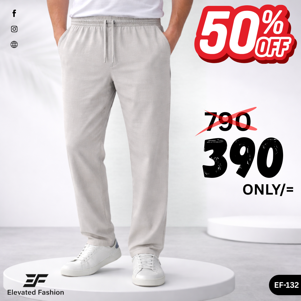 Premium Remi Cotton Trouser- (Ash) - EF-132