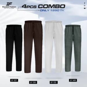 Quad Cotton Trouser Combo- (Black, Coffee, Light Ash & Deep Olive) - EF-127/130/132/149