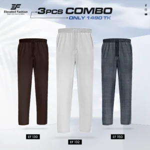 Triple Cotton Trouser Combo- (Coffee, Light Ash & Deep Ash) - EF-130/132/150