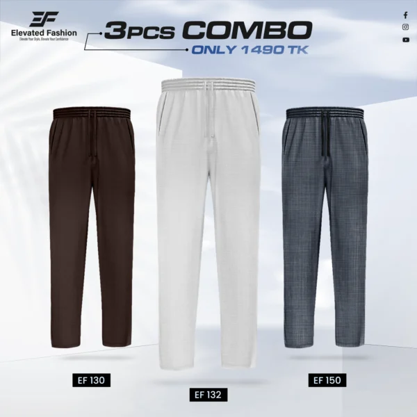 Triple Cotton Trouser Combo- (Coffee, Light Ash & Deep Ash) - EF-130/132/150