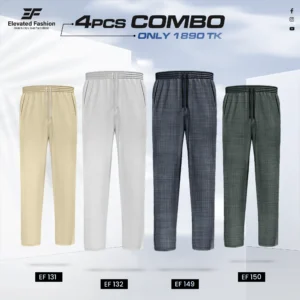 Quad Cotton Trouser Combo- (Black, Coffee, Light Ash & Deep Olive) - EF-131/132/149/150