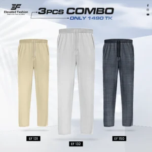 Triple Cotton Trouser Combo- (Cream, Light Ash & Deep Ash) - EF-131/132/150