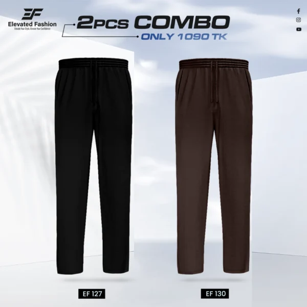 Double Cotton Trouser Combo- (Black & Coffee) - EF-127/130