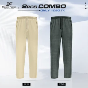 Double Cotton Trouser Combo- (Cream & Deep Olive) - EF-131/149