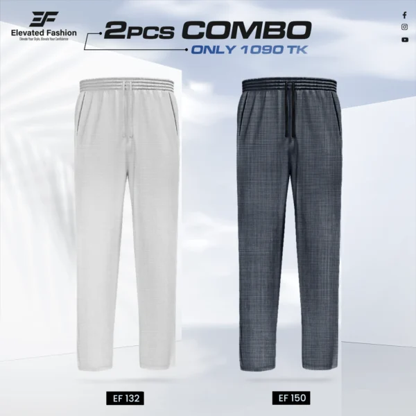 Double Cotton Trouser Combo- (Light Ash & Deep Ash) - EF-132/150