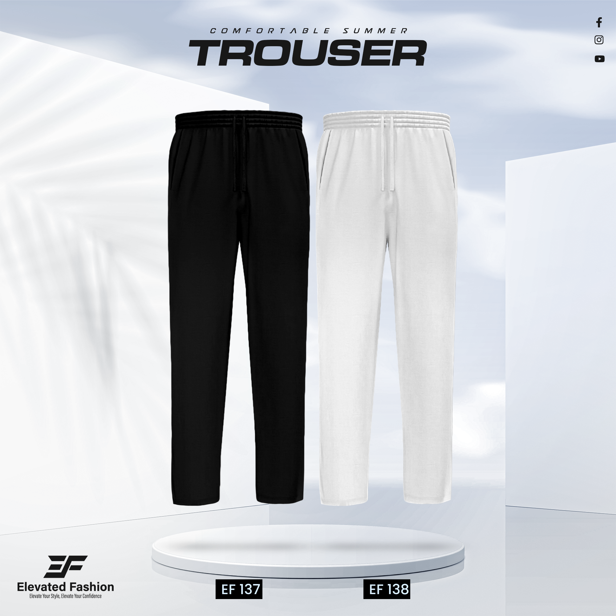 Double Cotton Trouser Combo- (Black & White) - EF137/138