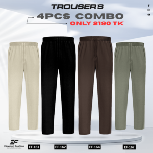 Premium Cotton Trouser- Combo of 4 - (Beige, Black, Coffee & Olive) - EF-161/162/164/167