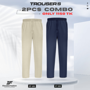 Premium Cotton Trouser- Combo of 2 - (Beige & Navy Blue) - EF161/168
