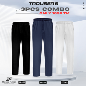 Premium Cotton Trouser- Combo of 3 - (Black, Navy Blue & White) - EF162/165/168