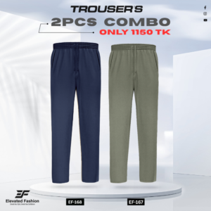 Double Cotton Trouser Combo - (Navy Blue & Olive Green) - EF167/168