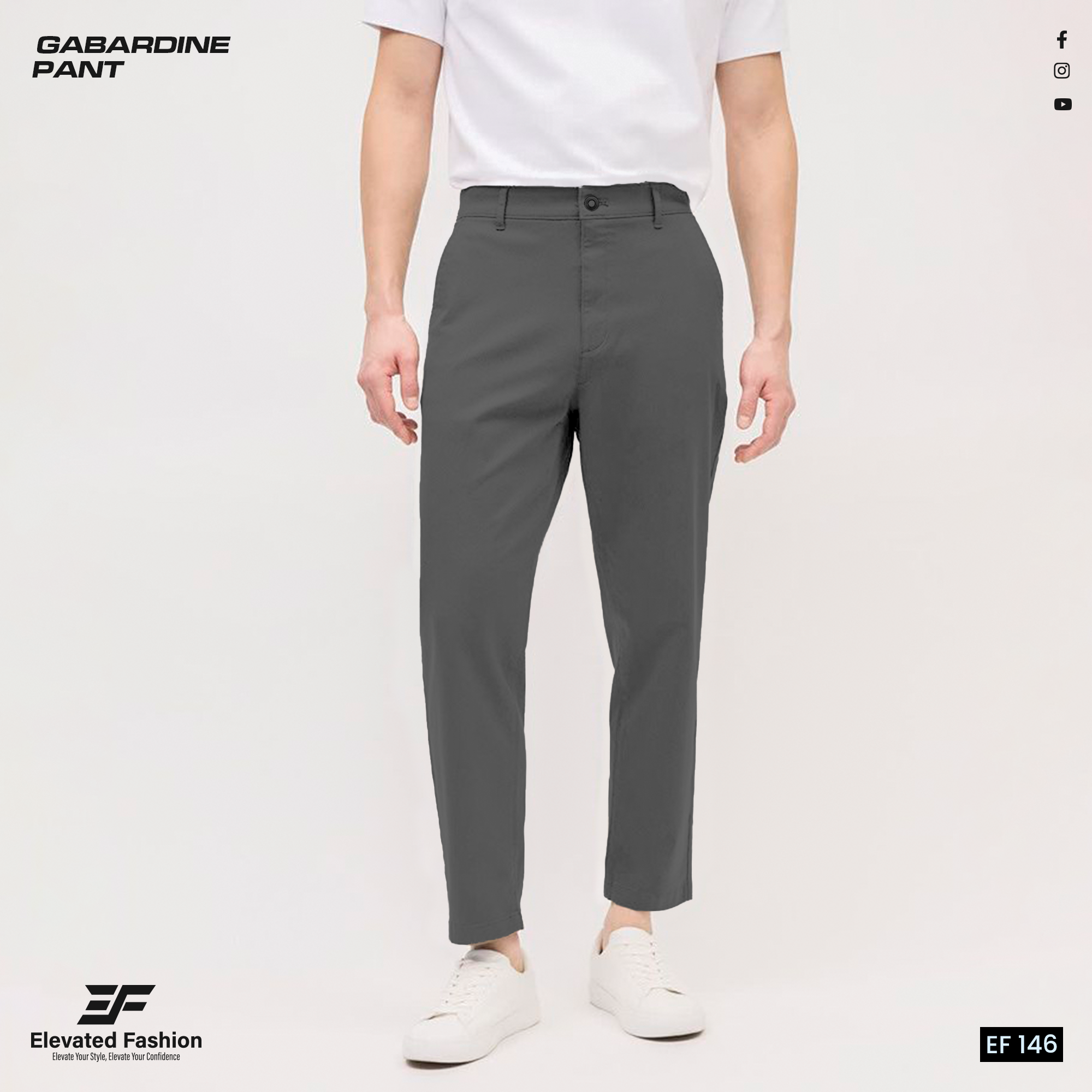 Elevated Fashion Gabardine Pant - (Gray) - EF-146