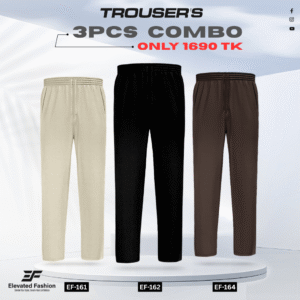 Premium Cotton Trouser- Combo of 3 - (Beige, Black & Coffee) - EF161/162/164