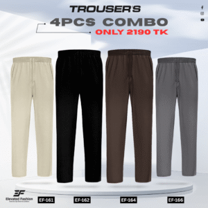 Premium Cotton Trouser- Combo of 4 - (Beige, Black, Coffee & Dark Gray) - EF-161/162/164/166
