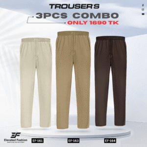 Premium Cotton Trouser- Combo of 3 - (Beige, Dark Beige & Coffee) - EF161/163/164
