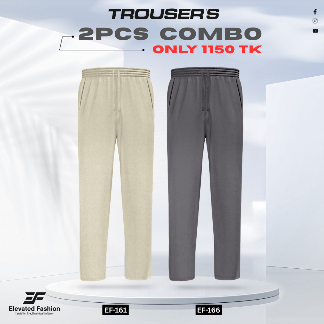 Premium Cotton Trouser- Combo of 2 - (Beige & Coffee) - EF161/164