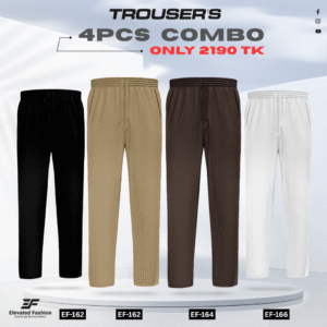 Premium Cotton Trouser- Combo of 4 - (Black, Dark Beige, Coffee & White) - EF-162/163/164/165
