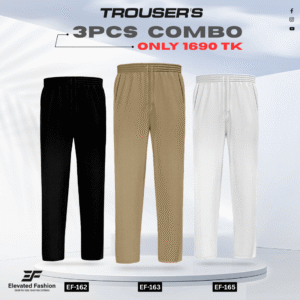 Premium Cotton Trouser- Combo of 3 - (Black, Dark Beige & White) - EF162/163/165